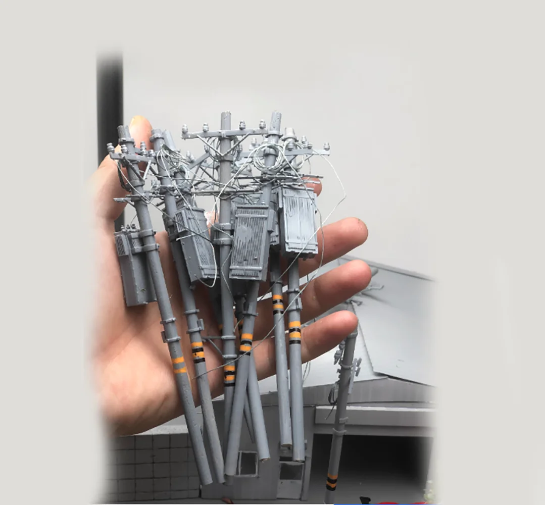 1/64 Model Miniature Scene Electric Pole Simulated Electric Pole Showcasing Hobby Making Accessories Tool DIY