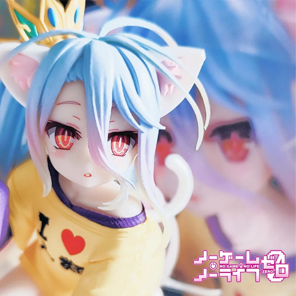 在庫あり アニメ「ノーゲーム・ノーライフ：ゼロ」シロ デスクトップ用キュートな白いフィギュア 猫耳Tシャツ付き 10cmモデル玩具フィギュア飾り プレゼント