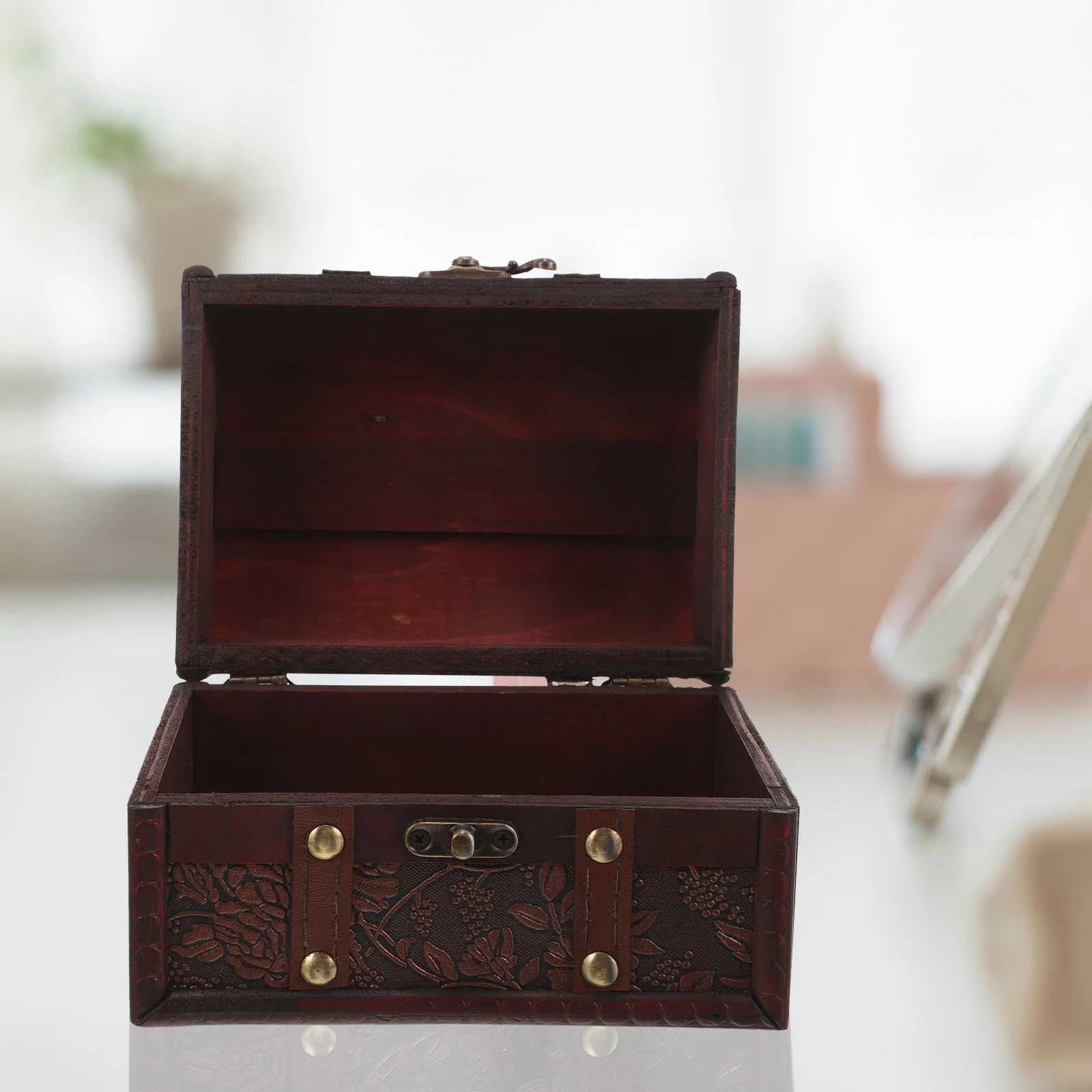 

Finish Wooden Box Jewelry Storage Rustic Treasure Organizer Vintage Case