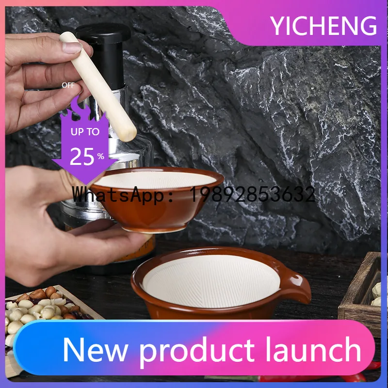 Original single ceramic bowl grinding  bowl ceramic grinding bowl with grinding rod