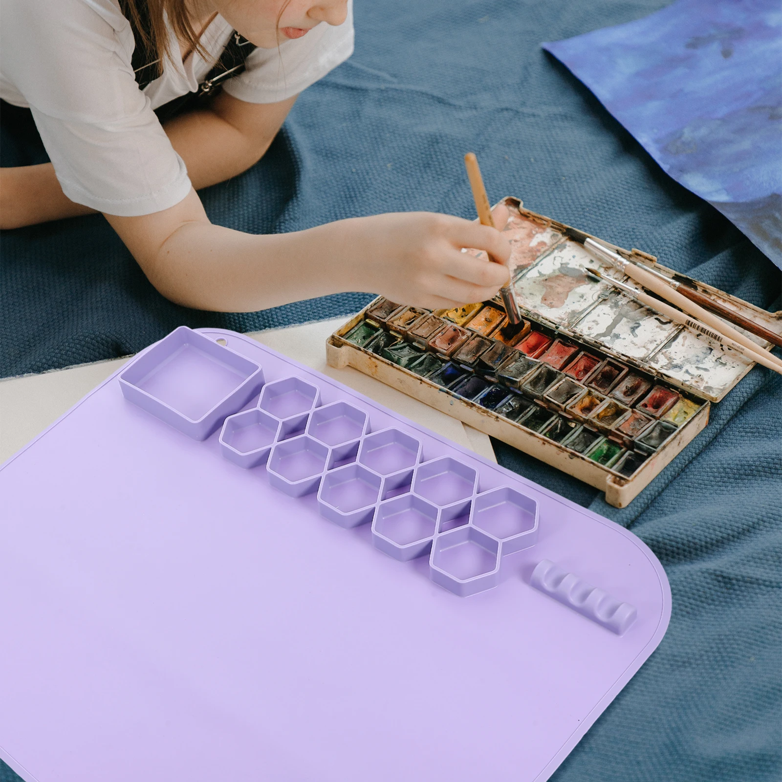 

Silicone Drawing Mat Craft Epoxy Desktop DIY Resin Crafts Tools Lavender Pink Lightweight Portable Foldable Watercolor Paint