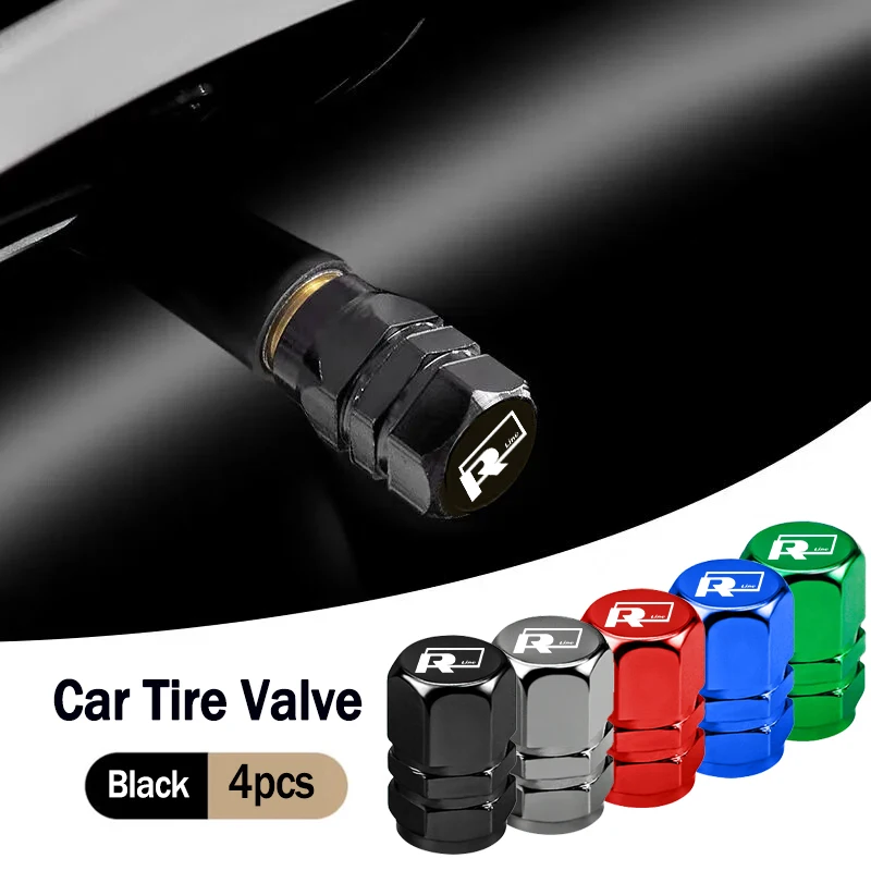 Car Wheel Tire Valve Caps Tyre Stem Covers Airdust Waterproof For Volkswagen Rline Teramont T-Cross Arteon Jetta T-ROC Atlas Eos