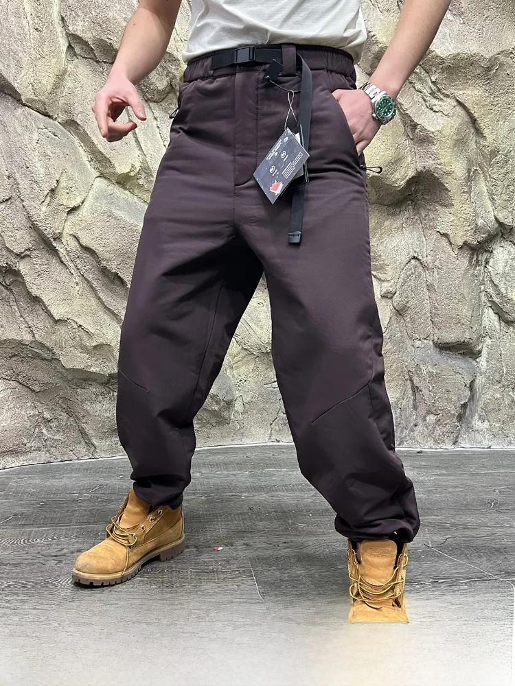 

Thiened Fce Lined Loose Fit Outdoor Sports Casual Pants for Men Windproof Dync Tailoring Warm Autumn Winter Trousers