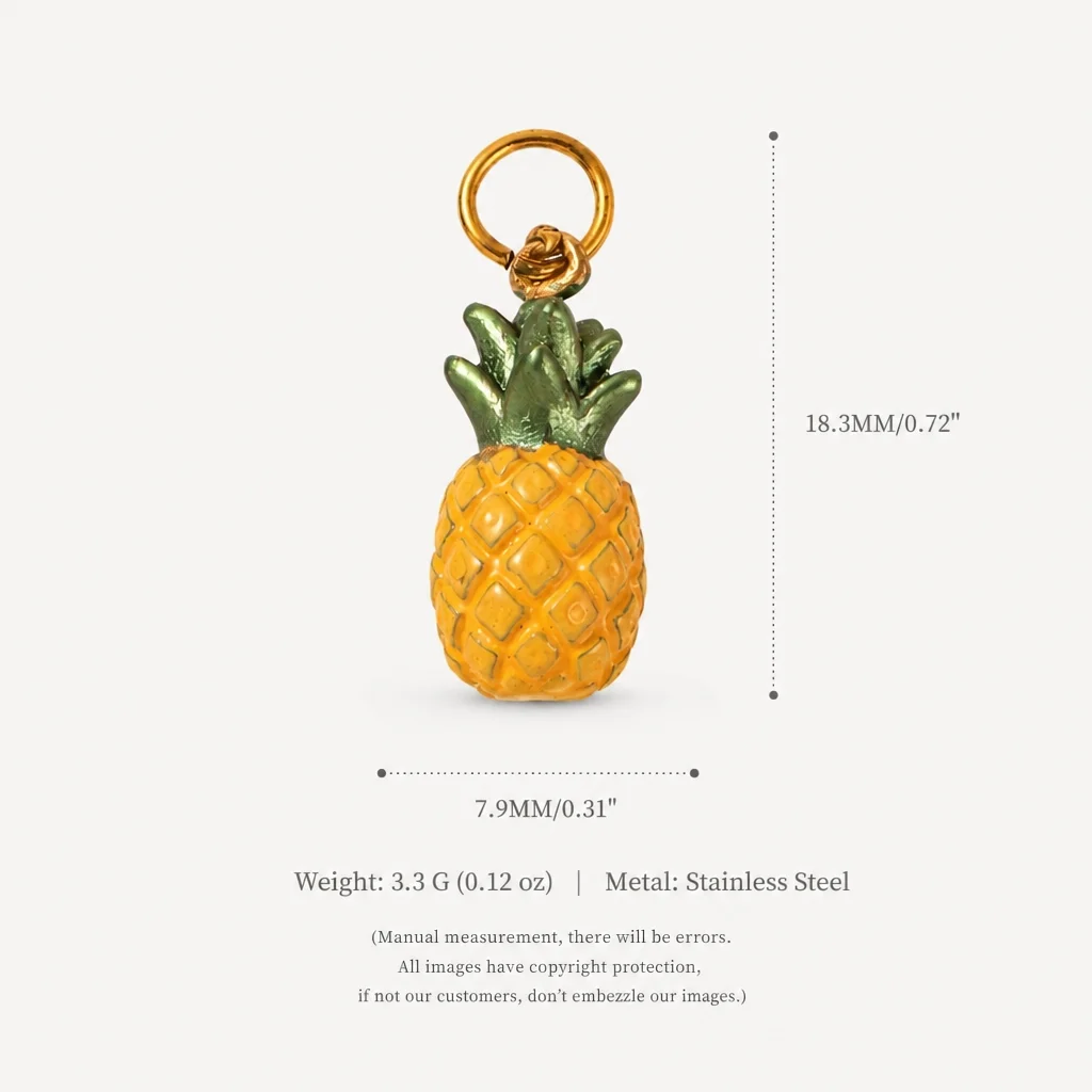 316 Edelstahl Wasserdichte Farbbeständige Beliebte DIY-Anhänger-Charms für Schmuck (Apfel, Banane, Traube) – Detail 6
