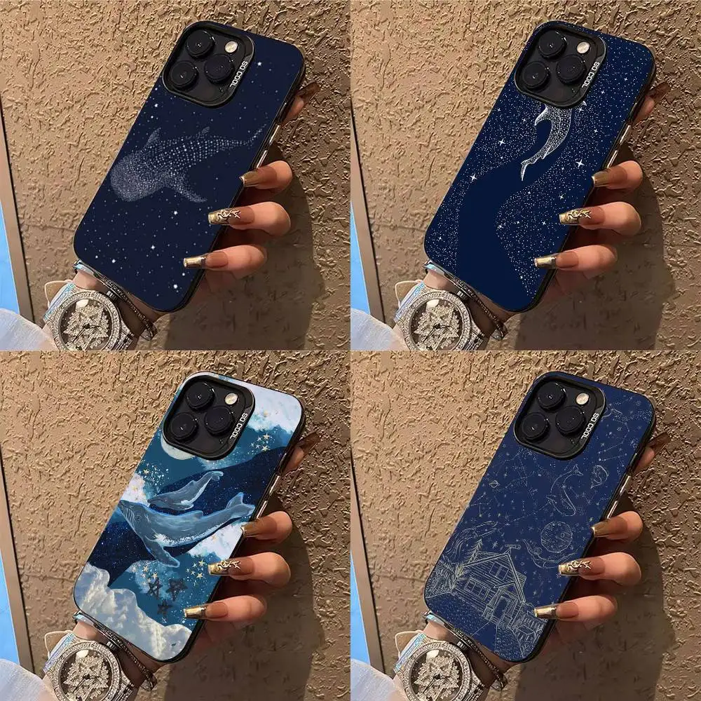 

Space Ocean Whale Shark Phone Case For iPhone 17,16,15,14,13,12,X,8,Pro,Max,Plus,E,SE4,Air,Mini IMD Matte Black
