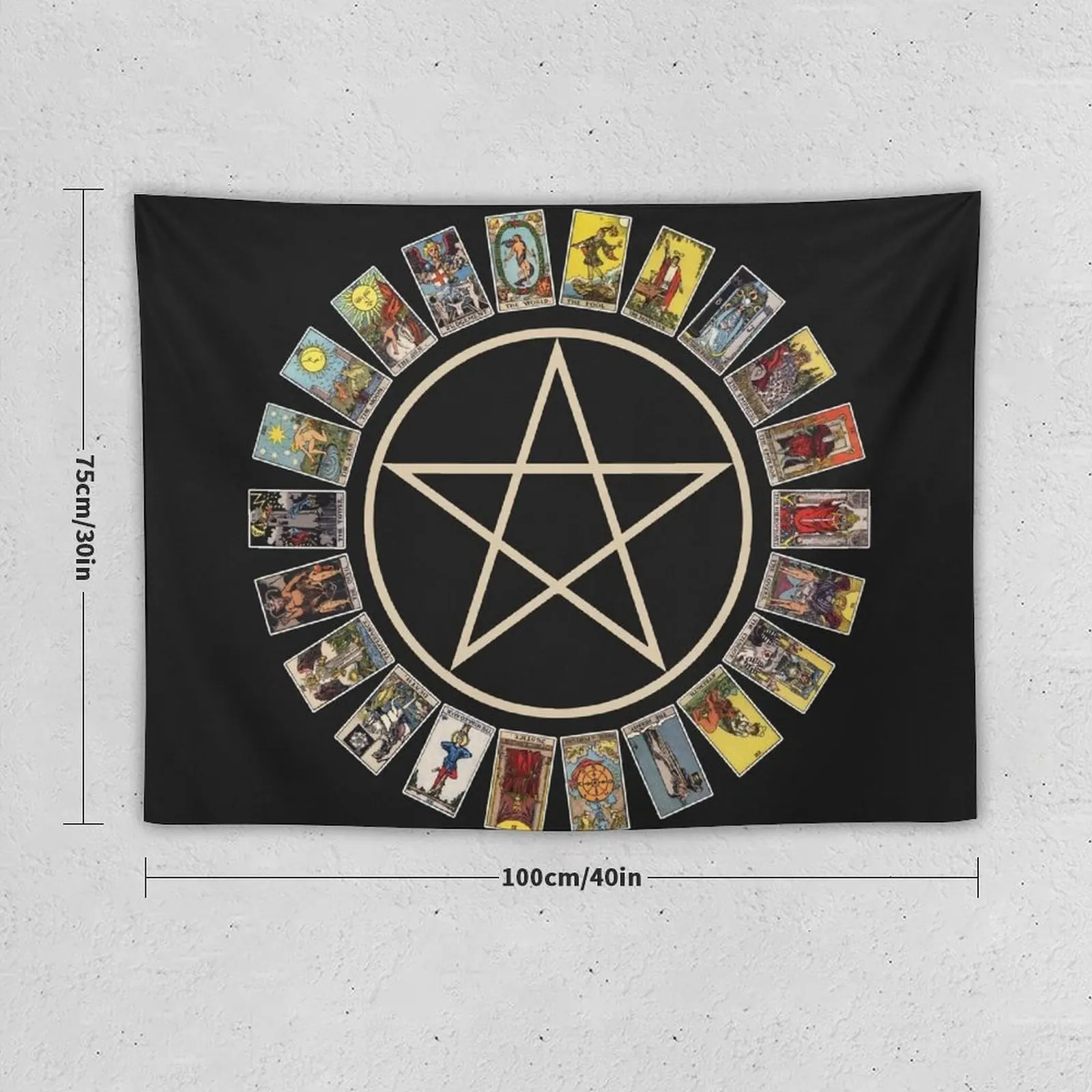 Pentacle and The Major Arcana of Tarot Tapestry Aesthetic Room Decor Mushroom Tapestry