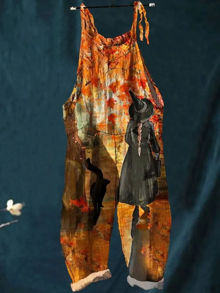 2025 Multi - Color Women's Casual Trousers Abstract Cartoon Animal And Plant Prints, Trendy & Fashionable One - Piece Design