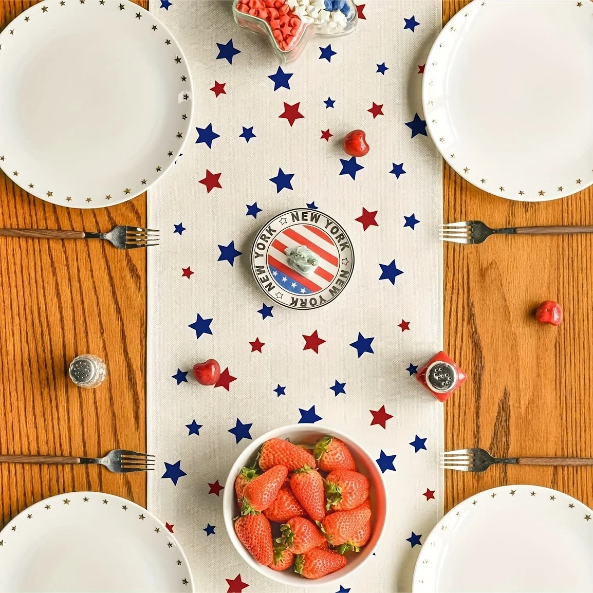 American Stars and Stripes table runner - Memorial Day patriotic holiday kitchen table decoration, suitable for party decoration