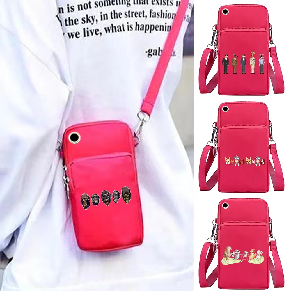 Mobile Phone Bag Wallets Crossbody Bags Wrist Pack Cartoon Print Organizer for Apple/Huawei/Samsung Cell Phone Packet Arm Purse