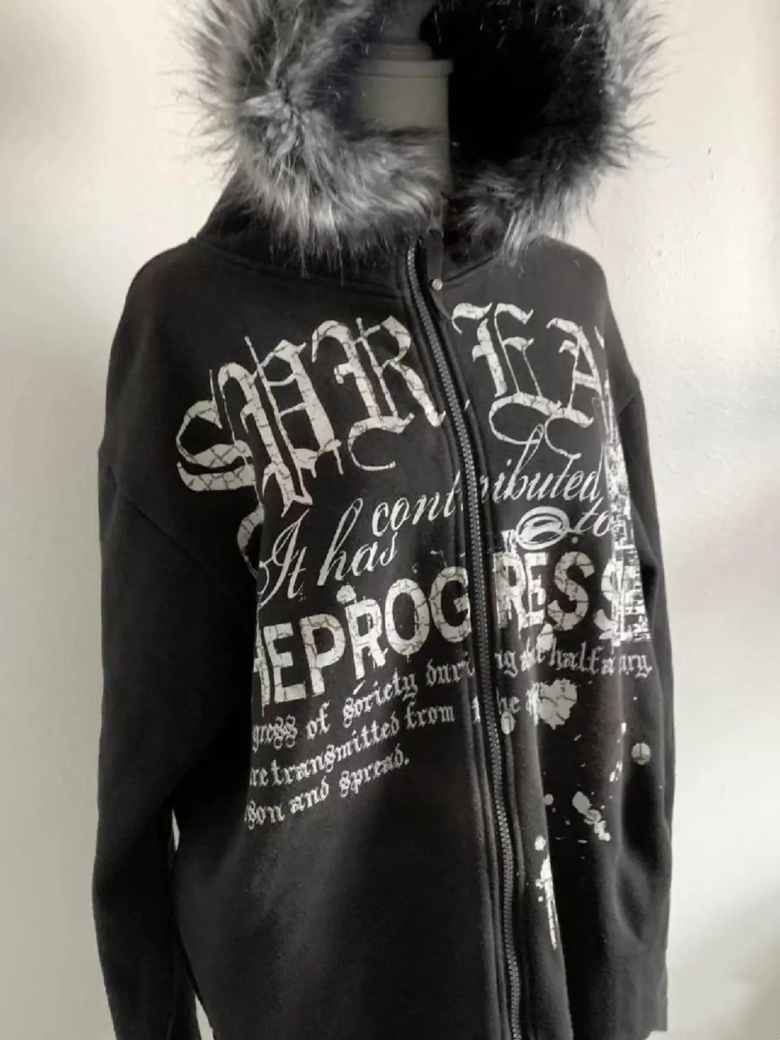 Y2k Punk Sweatshirs Subculture Long Sleeve Faux Fur Hoodies Casual Women Autumn Vintage Harajuku Sexy Style Girl Streetwear