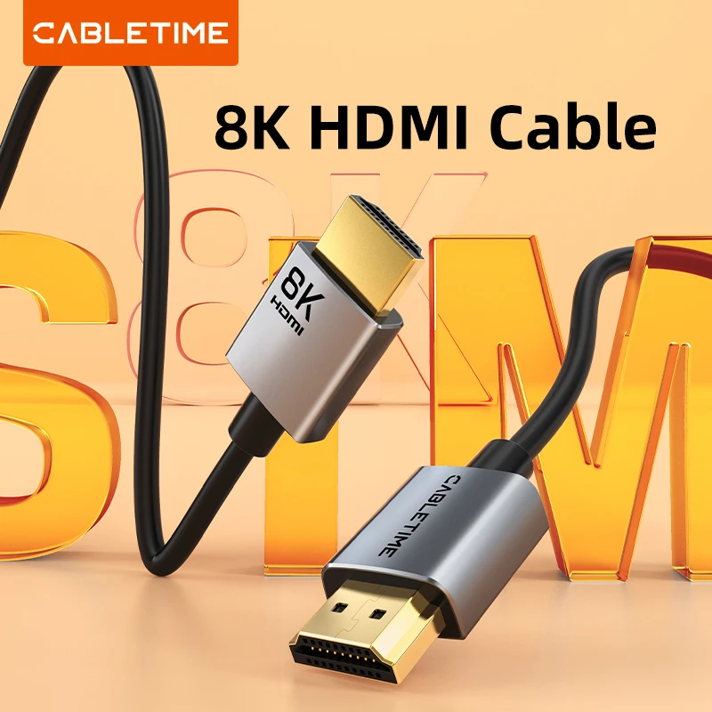 CABLETIME HDMI 2.1 cble Ultra mince 8K 60HZ 4K 120Hz 48Gbps haute vitesse HDMI 3.8mm pour PS5/Xbox srie X/Roku TV/HDTV/Blu-ray