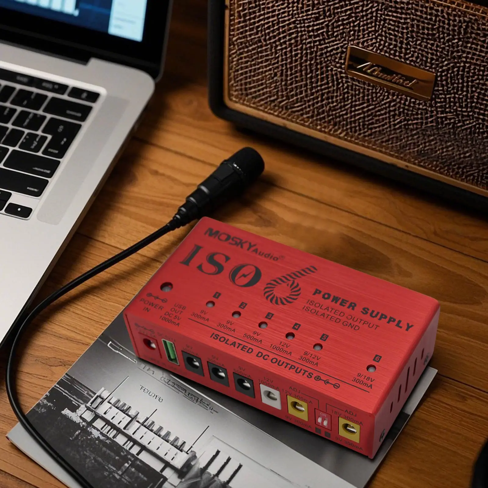 New 6 Isolated 300Ma Outputs Mosky Iso-6 Guitar Pedal Power Supply 9V/12V/18V Switchable for Guitar Effect Pedals Isolated Power