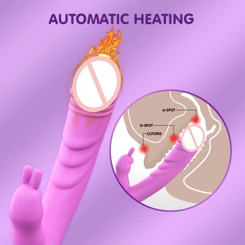 2 in 1 Heating G Spot Rabbit Vibrator For Women Clitoris Nipple Dual Stimulator Vagina Massager,Sex Toys For Female Masturbator