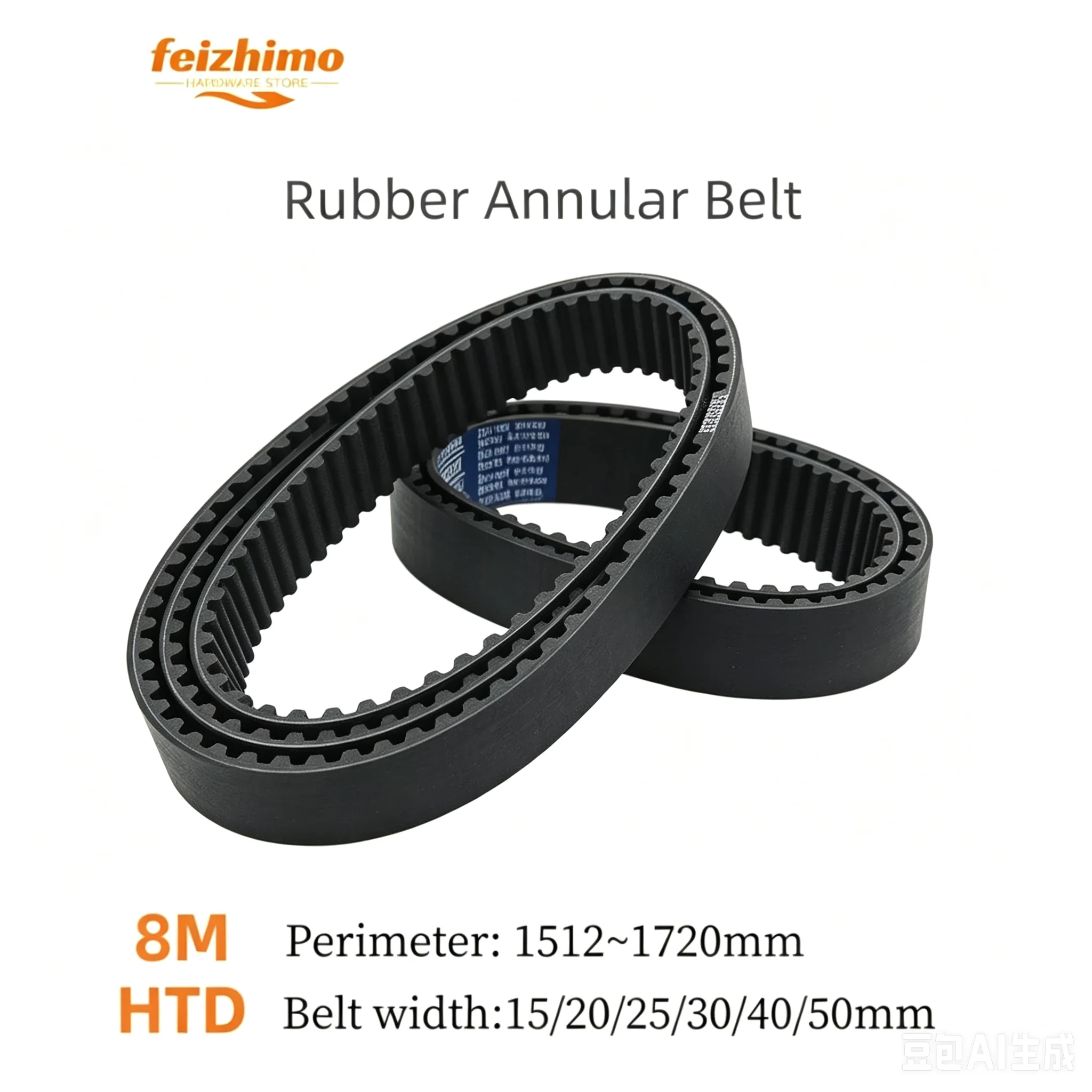 FeiMo HTD 8M Synchronous Belt Has  Circumference Of 1512~1720mm Width Of 15/20/25/30/40/50mm High Torque Rubber Synchronous Belt