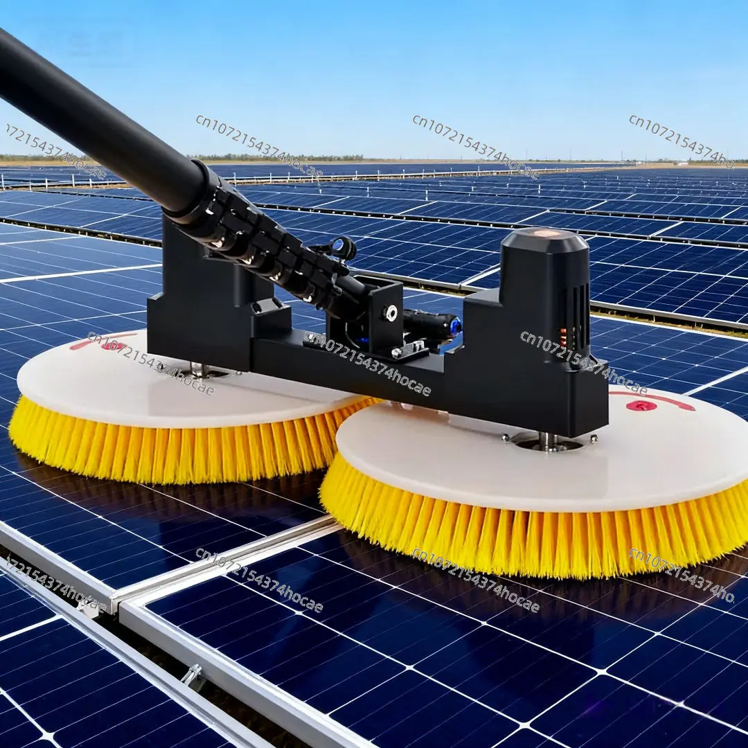 Double Head Solar Photovoltaic Panel Electric Cleaning Tool Robot Aluminum Alloy Telescopic Rod Cleaning Brush Cleaning Machine