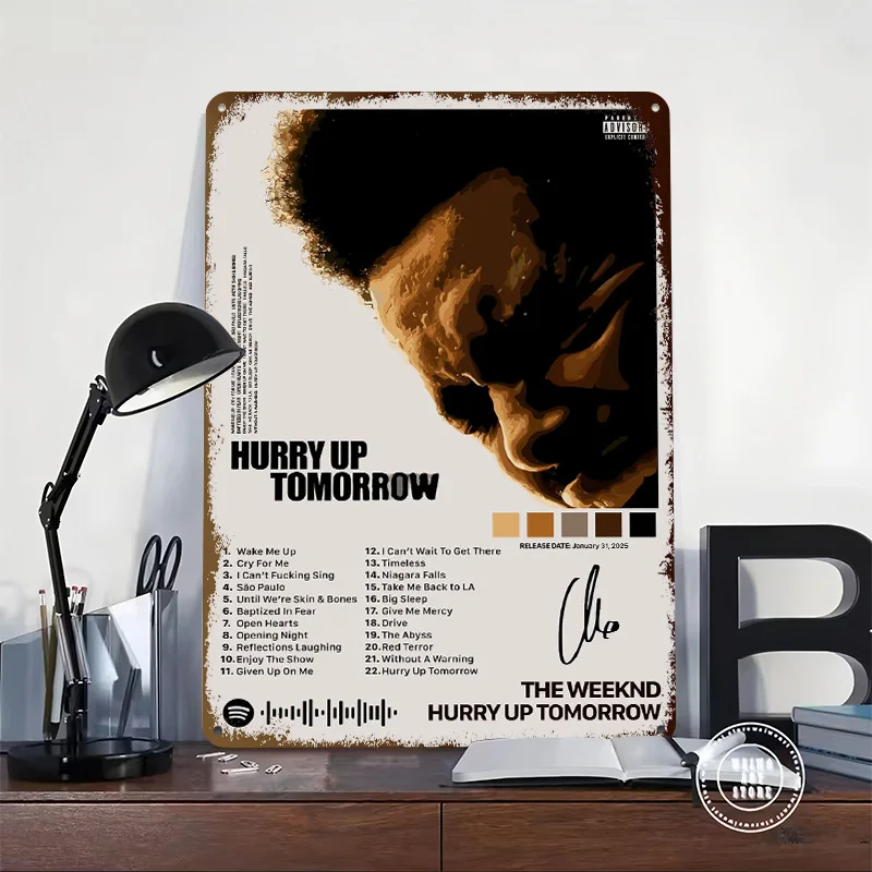 The Weeknd Hurry Up Tomorrow Album Tinplate Posters Customizable Wall Art Retro Vintage Metal Signs for Home Room Office Decor