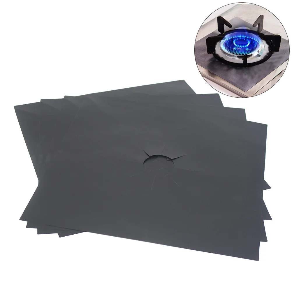 

4pcs Universal Heavy Duty Oven Liner Gas Hob Protector Sheets (Black) Gas Hob Liner non-stick oven liner