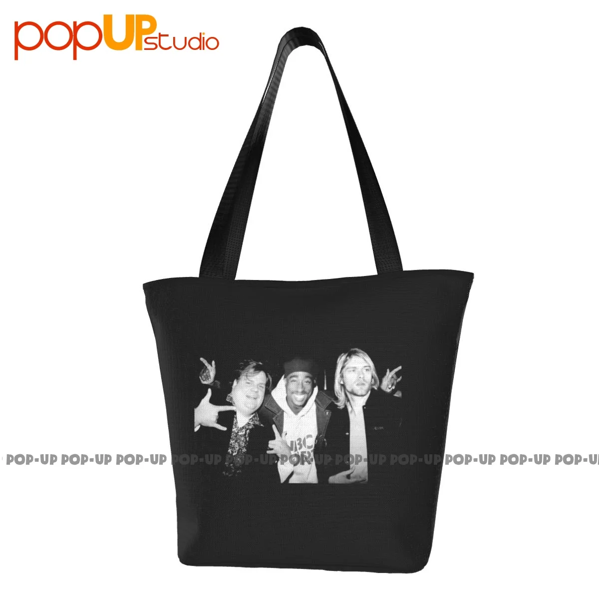 Kurt Cobain Chris Farley Tupac 2Pac Funny Handbags Beach Bag Shopping Bag Supermarket