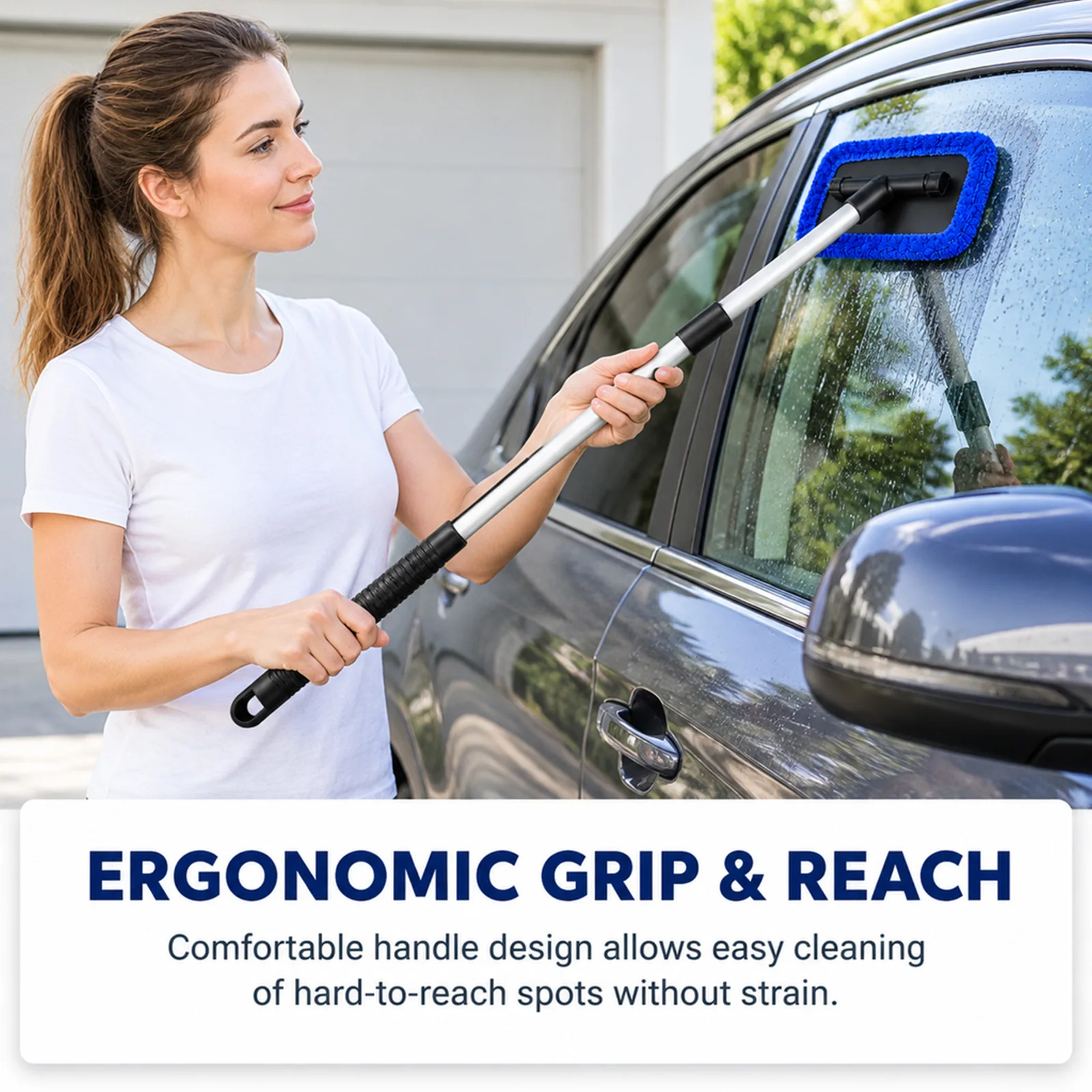 Glass Cleaning Tool Telescoping Car Window Brush for Automotive Care High-Density Fiber Rotating Duster Set Durable