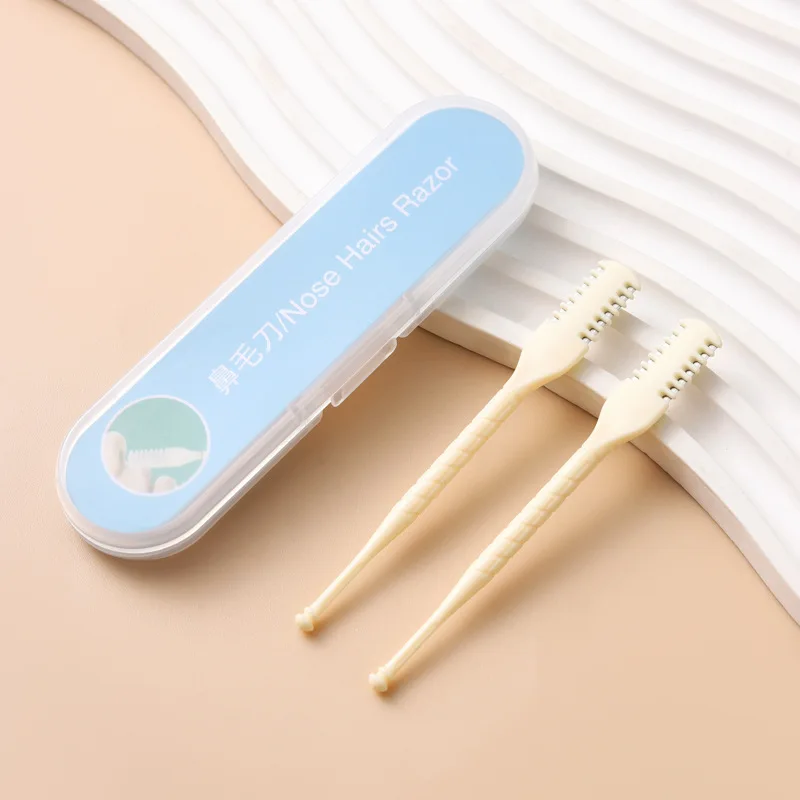 1/2-teiliges manuelles Nasenhaartrimmer-Set. 360 ° Rotierender Trimmer, doppelseitige Klinge, leicht zu reinigen, aus Kunststoff.