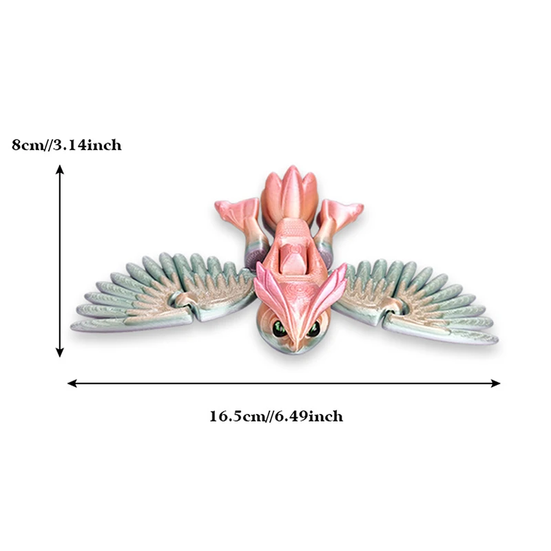 3Dプリントのフクロウボタン、羽を振る、手作り、子供のおもちゃ、卓上装飾、関節可動、漫画風シミュレーション動物フィギュア