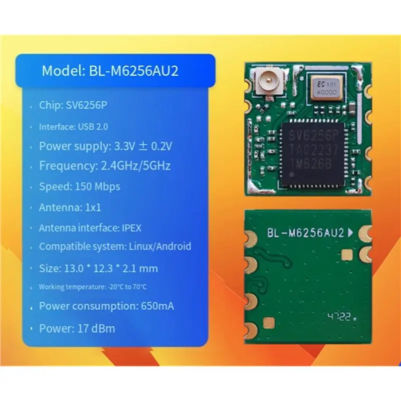 DTB7 2X SV6256P Wireless WiFi Module 5G Dual Band USB Interface for IPC Network Cameras Smart Home BL-M6256AU2