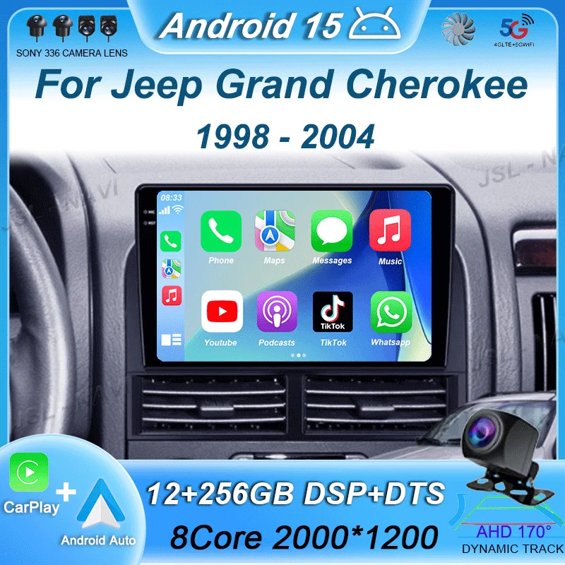 

Car Radio Video Multimedia Player Android 15 For Jeep Grand Cherokee II WJ 1998 - 2004 Navigation GPS Autoradio Carplay Wifi+4G