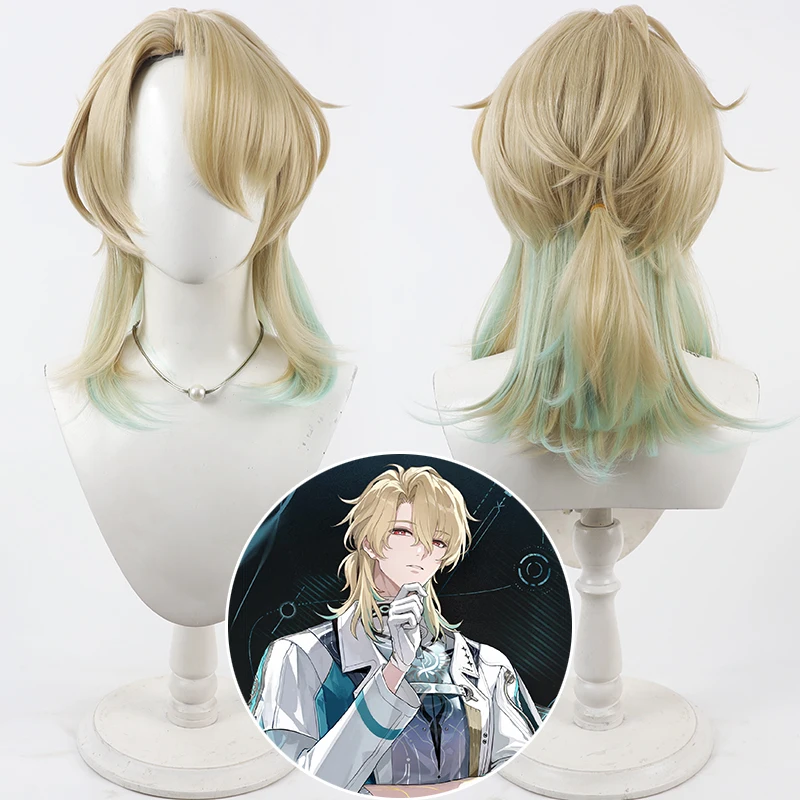 Wuthering Waves-Peluca de Cosplay de Luuk Herssen, pelo sintético corto resistente al calor para fiesta + gorro de peluca