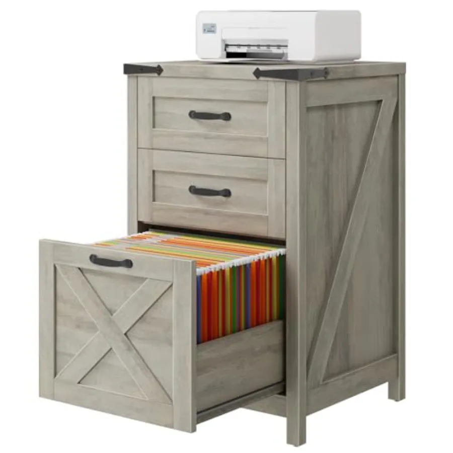 

Vertical File Cabinet with 3 Drawers Wooden Farmhouse Filing Cabinet for Letter/A4 Size Hanging Files Under Desk Printer Stand