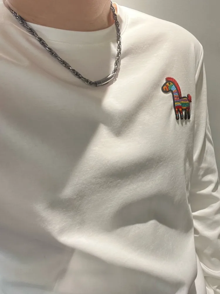 Spring New Mens Kawaii Colorful Horse Casual T-Shirt Long Sleeve Comfortable Pullover Tees Tops Breathable O Neck Fashion Tees