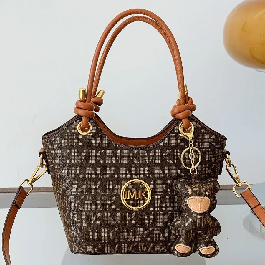 

2025 Designer-Inspired Bucket Bag for Women Vintage Print Adjustable Crossbody Strap Shoulder Purse with Top Handle