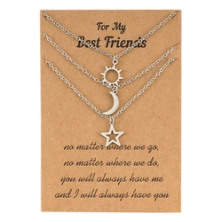 Fashion New Sun Moon Star 3-piece Couple Necklace Hip-hop Versatile Stainless Steel Necklace Collar Chain Female Jewelry Gift