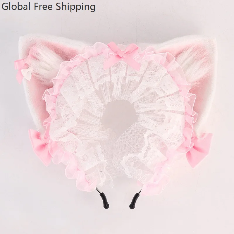 Halloween rendas orelhas de gato bandana bonito meninas artesanal orelhas animais lolita arco bandana adereços em quadrinhos cosplay anime animal orelha 2025