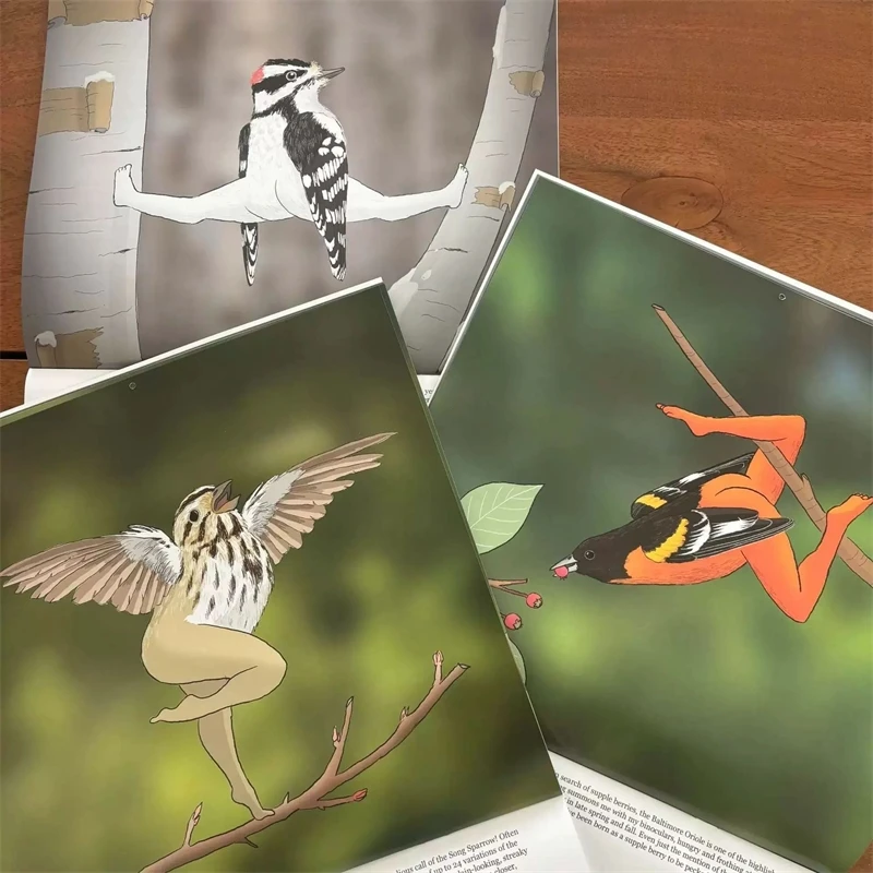 تقويم الطيور الدقيقة للغاية 2026 سنة جدار الفن المصور للمنزل ديكور للطاولات عشاق الطبيعة مراقبي الطيور هدية عيد الميلاد #2