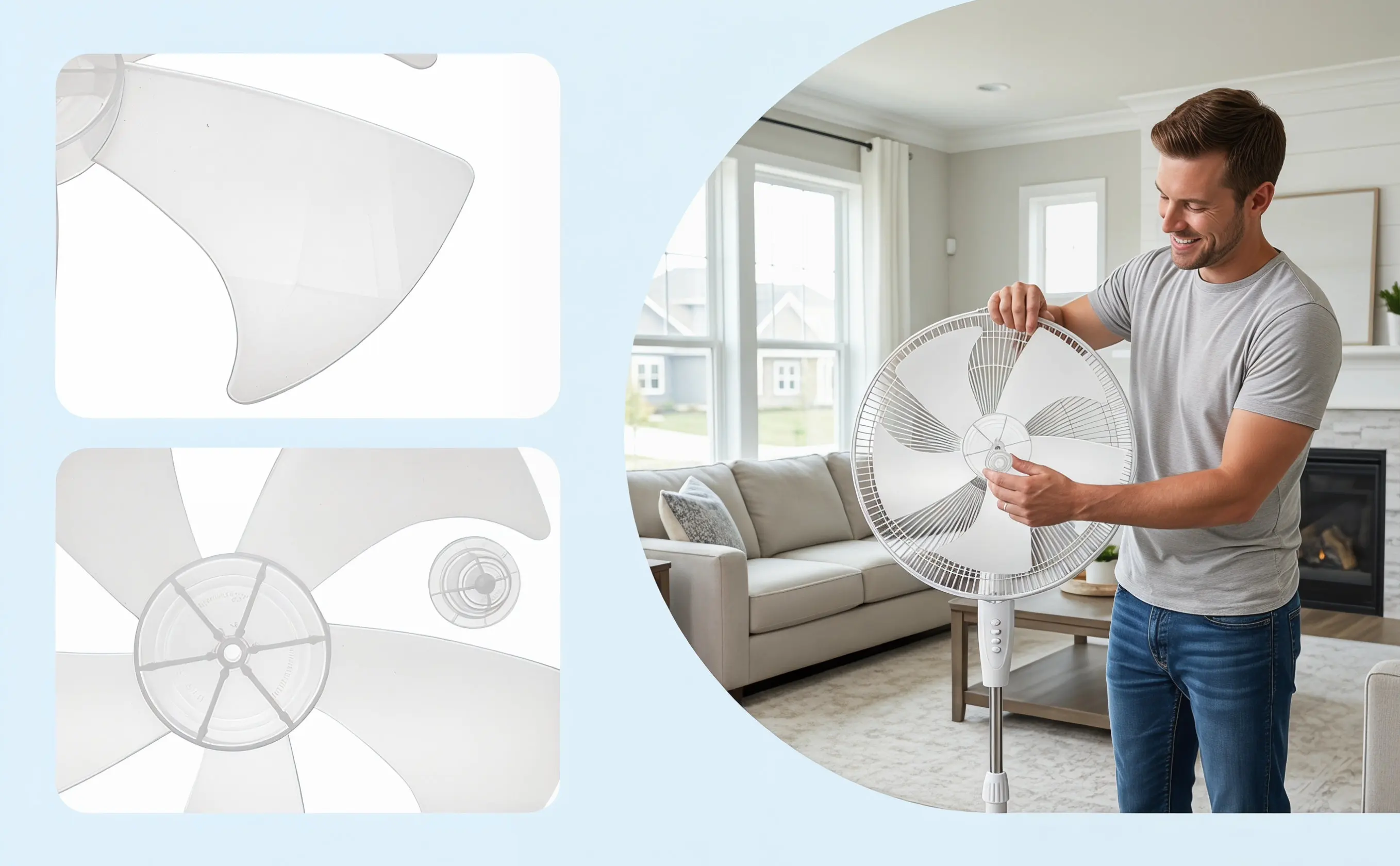 Fan Blades 14 Inch Replacement Plastic 5 Leaves Universal Silent Blades for Standing Pedestal Table Fans Fan Accessories