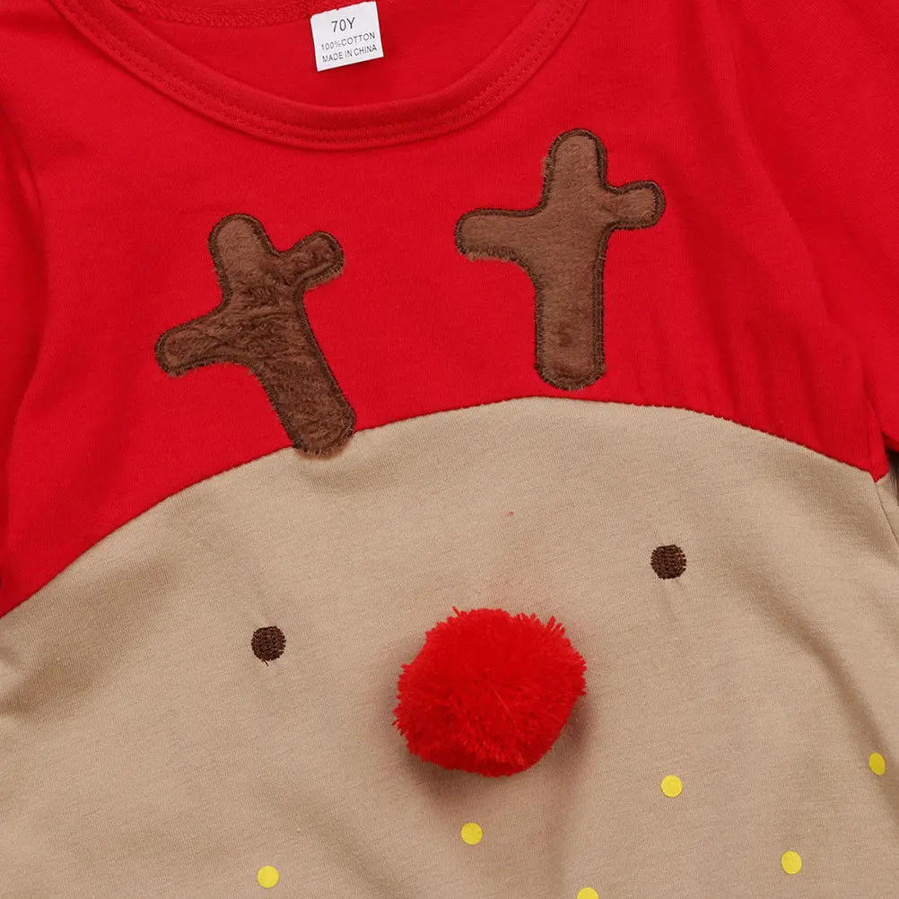 Conjunto de body navideño para bebés recién nacidos, niños y niñas, pijama de reno de dibujos animados con nariz roja, mono con sombrero a rayas, adecuado para 12-18 meses