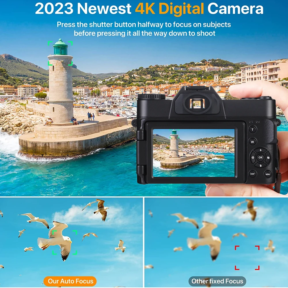 4K Video Camera 48MP HD Digital Camcorder 16X igital Zoom Digital Recorder 3 Inch IPS Screen  Digital Photography Camera