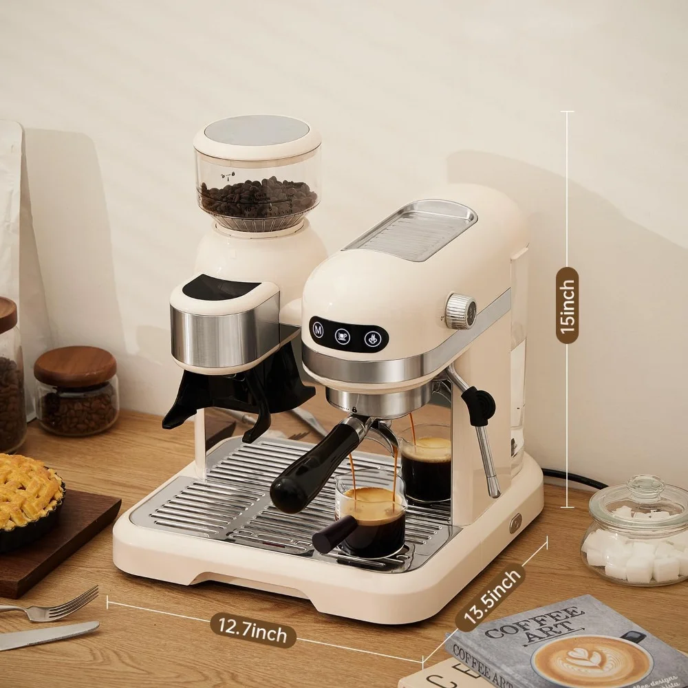 Coffee Maker with Grinder Steam Wand, Latte Espresso and Cappuccino, 58MM Portafilter Espresso Coffee Machine