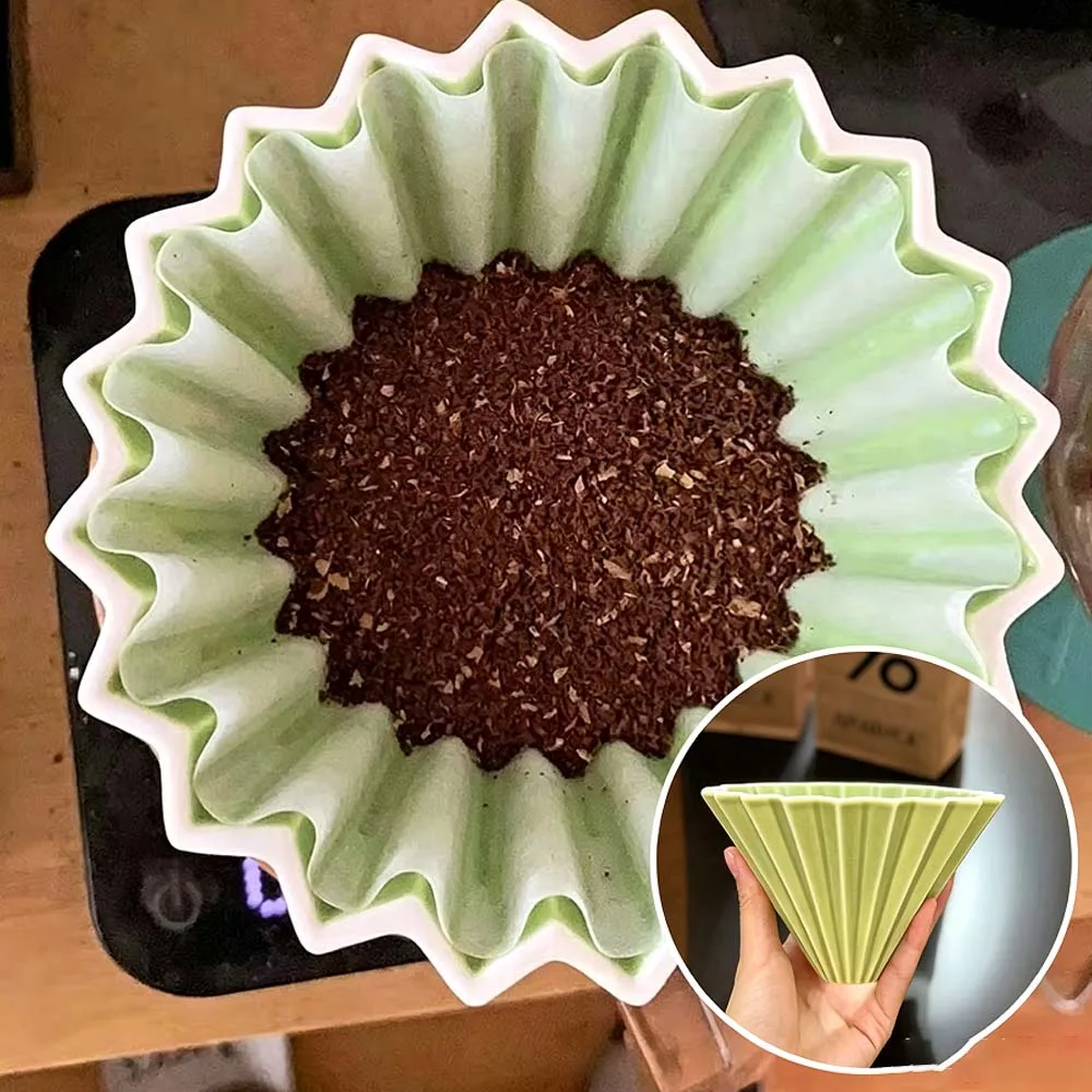 Ceramic Coffee Dripper Pour Over Coffee Maker Handmade Origami Coffee Filter Cup Flower Shape Funnel Drip For Coffee enthusiast