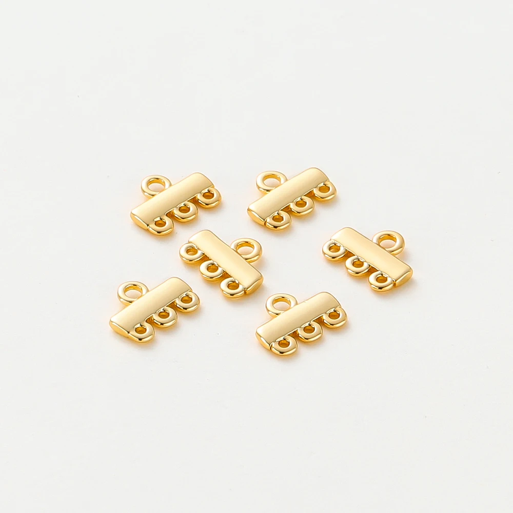 5Pcs/Pack 8*10.5mm 14K/18K Gold Color Plated 4 Loops Connectors for DIY Jewelry Necklace Bracelets Making Accessories