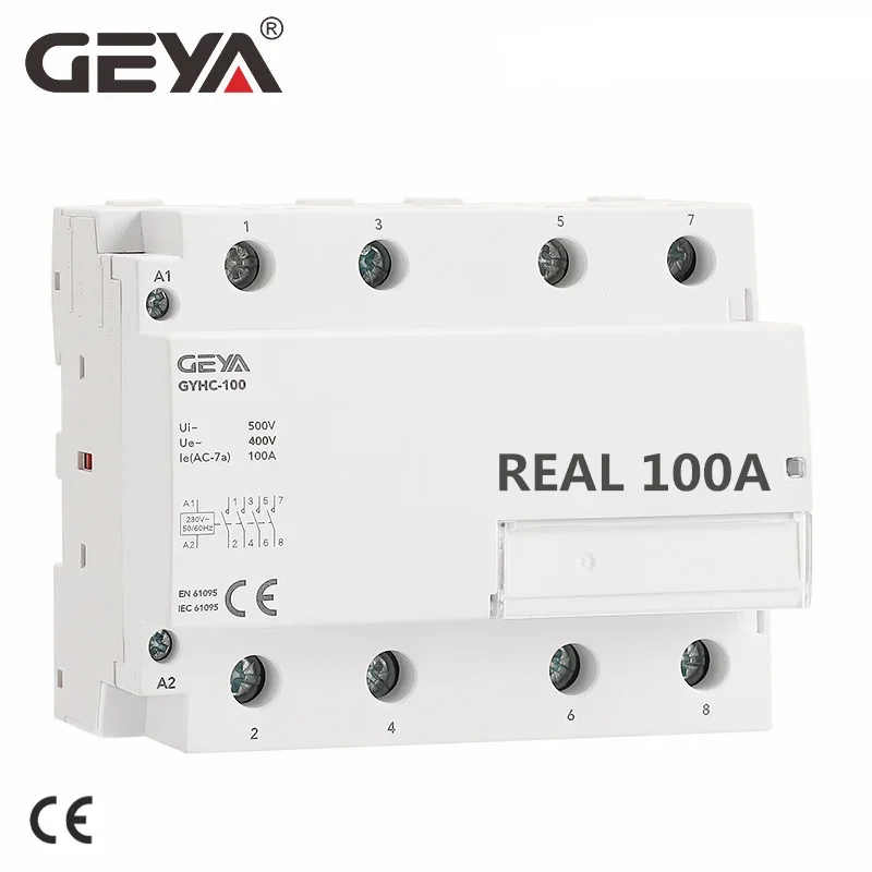 geya gyhc fase 100a ac contator 220v 230v trilho din casa modular controlador de interruptor contator casa inteligente uso do hotel 01