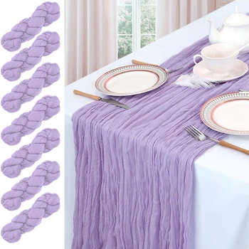 Lilac Purple Lavender Cheesecloth Table Runner Wedding Party Boho Rustic Gauze Table…