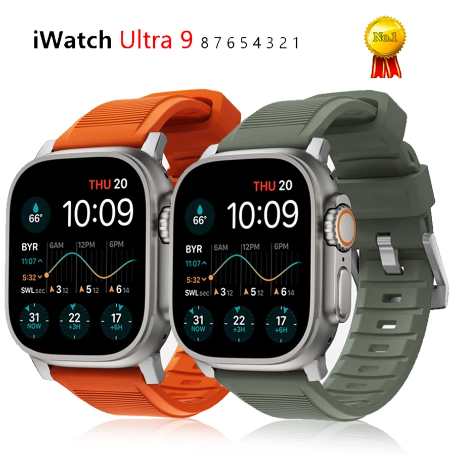 Soft Silicone Strap For Apple Watch Ultra 2 49mm 42mm 44mm 45mm 38mm 40mm Rubber Sports Bracelet iWatch series 9 8 7 6 5 4 3 SE