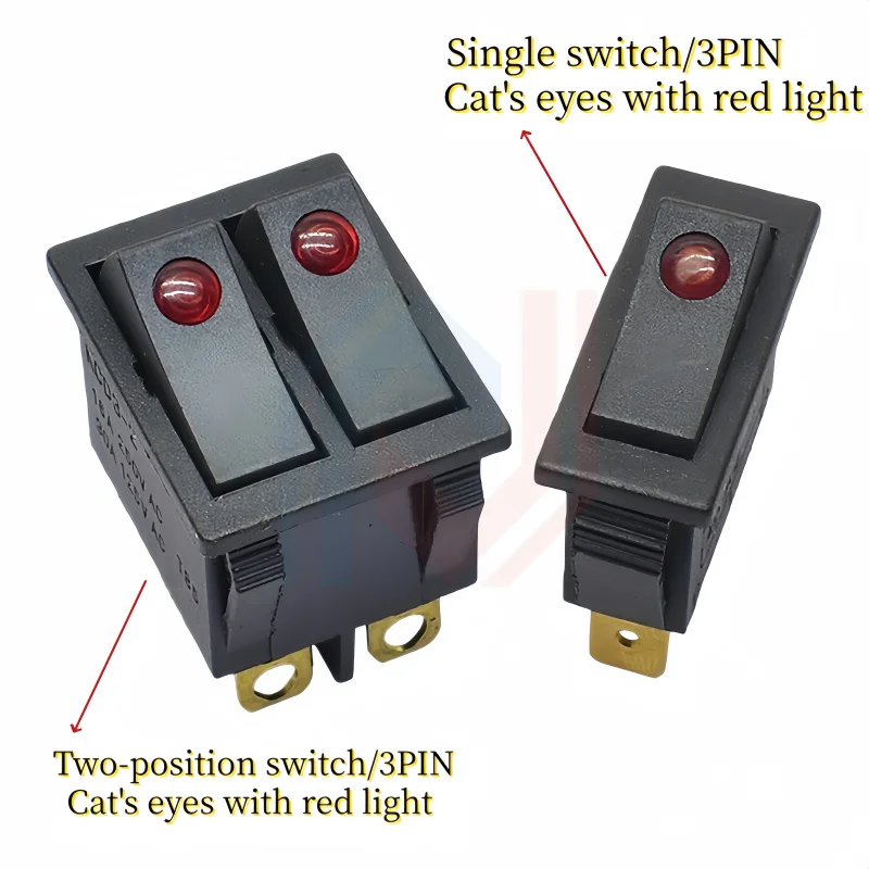 KCD6 Boat Power Switch Single/Double Opening 3/6PIN 16A 250V 20A 125V Double Light Rocker Switch ON-OFF Button Lights