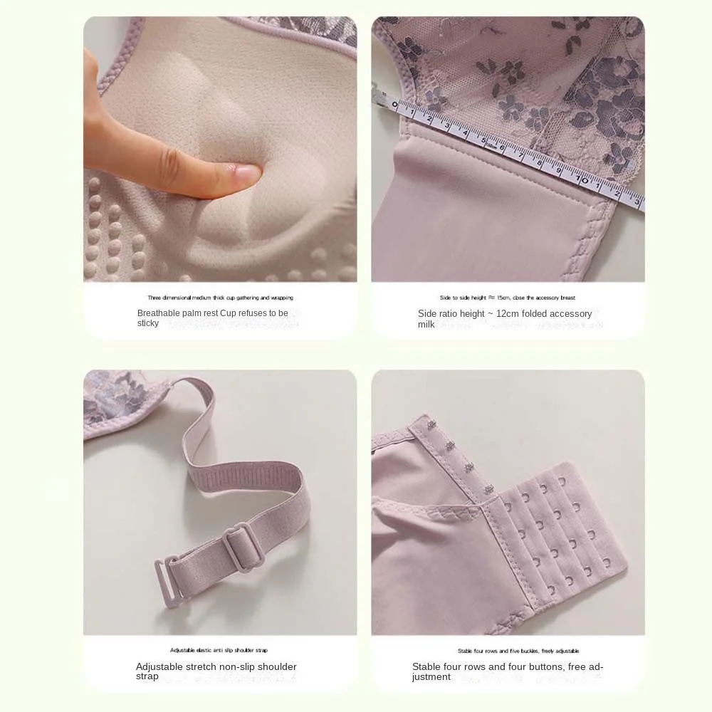 Reggiseno senza cuciture in pizzo per ragazze senza cuciture, reggiseno antiurto aderente per le donne, bella biancheria intima push up anti-cedimento sulla schiena