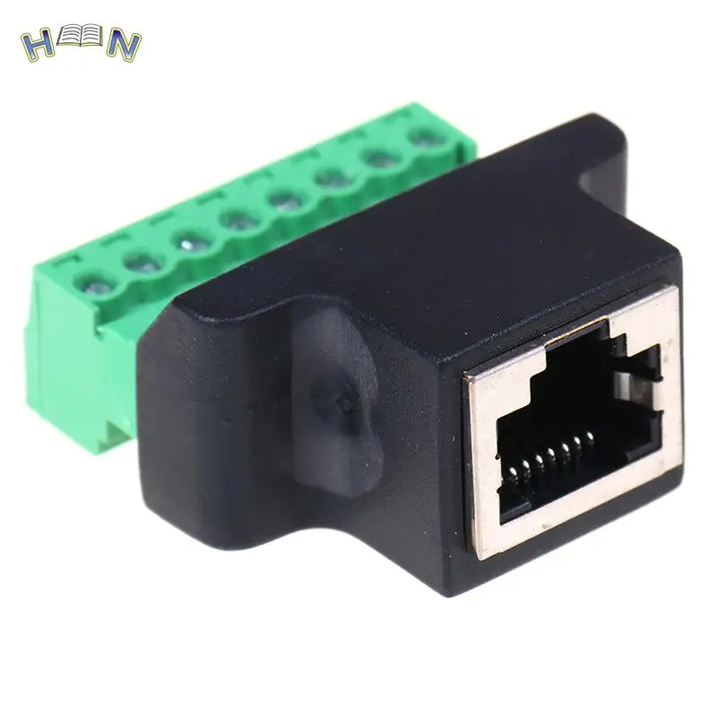1 piezas Ethernet RJ45 hembra a tornillo Terminal 8 Pin CCTV Digital DVR adaptador conector