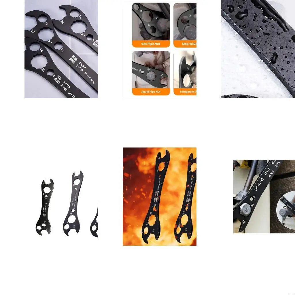 62KD Seven Opening Air Tool, Steel 7 in 1 Service Spanner Open End Wrench for HVAC