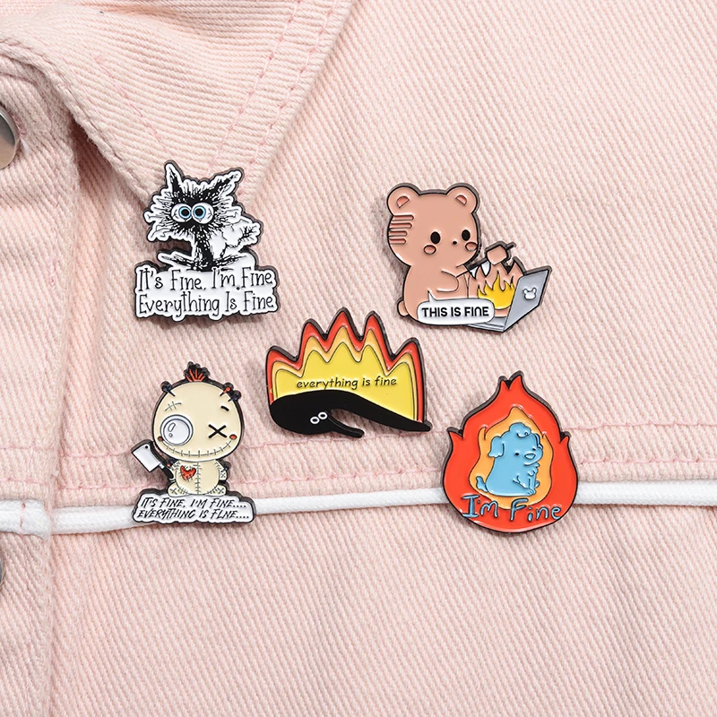 This Is Everything Fine Enamel Pins Custom Flame Electric Roast Cat Brooches Lapel Badges Cartoon Animal Jewelry Gift For Kids