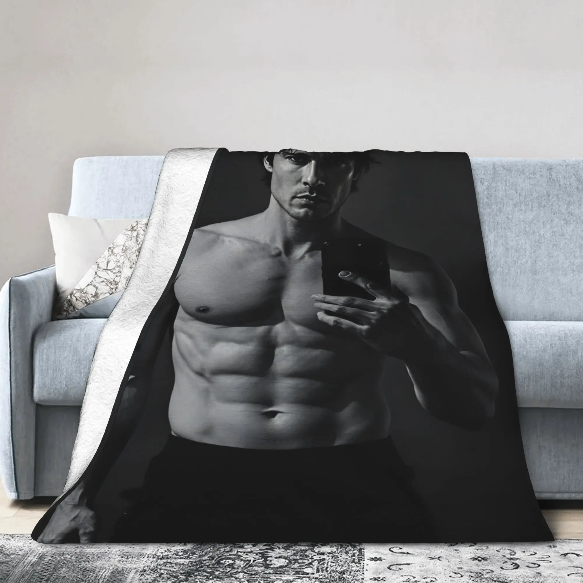Damon Salvatore Muscle Throw Blanket Cozy Fashion Blanket  For Home Decor Picnic Flannel Bedspread Bed Cover