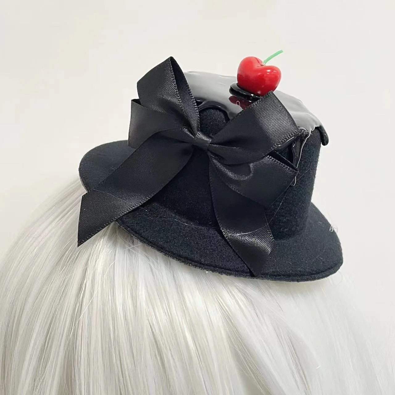 Lolita Kopfschmuck Mini Schwarz Schleife Kirsche Hut Clip All-Match Retro Lolita Geschenk Hut Party Dress Up Zubehör